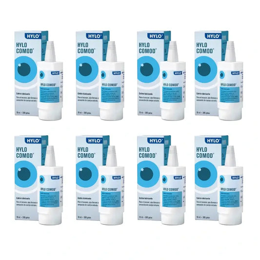 Hylo Comod Eye Drops 10 ml, embalagem de 8