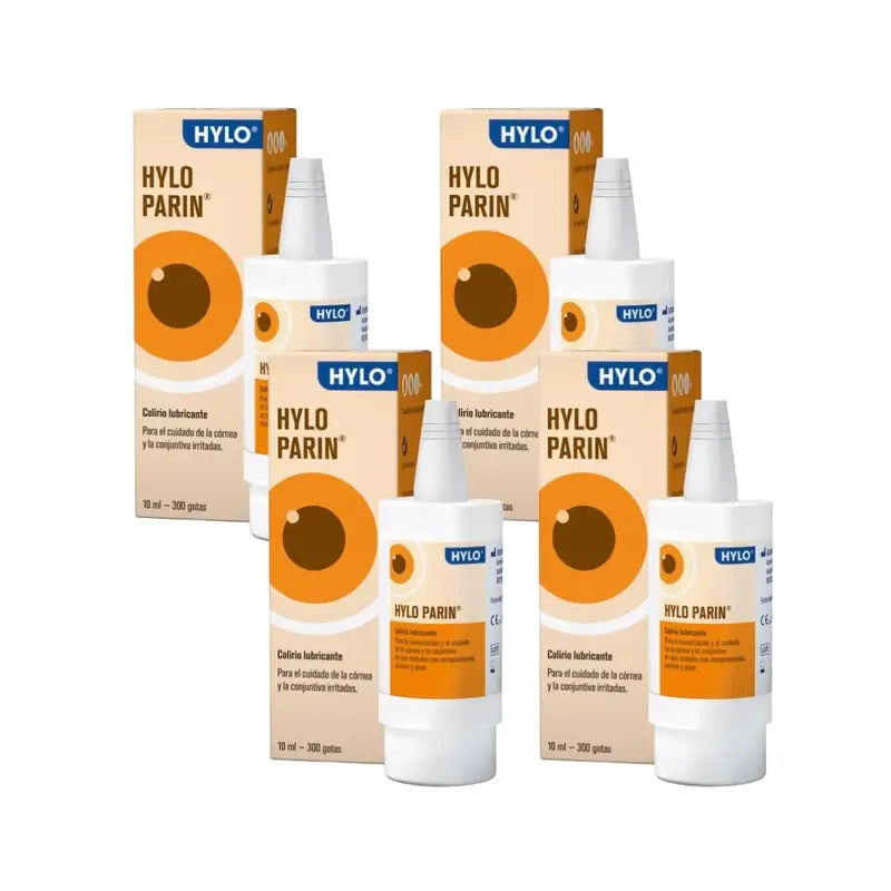 Hylo Parin Eye Drops 10 ml, embalagem de 4