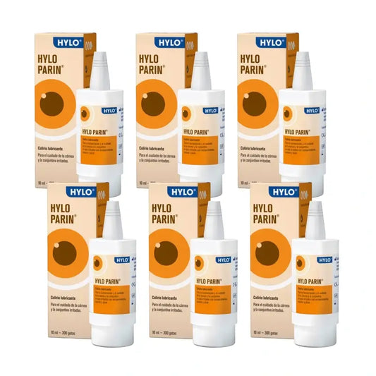 Hylo Parin Eye Drops 10 ml, embalagem de 6