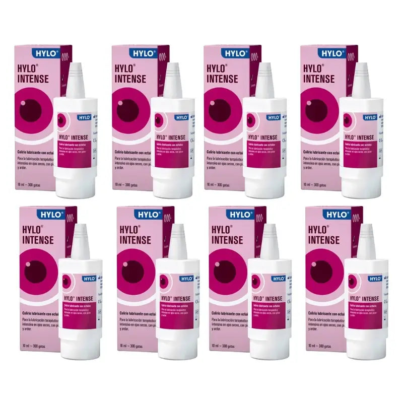 Hylo Intense Eye Drops 10 ml, embalagem de 8