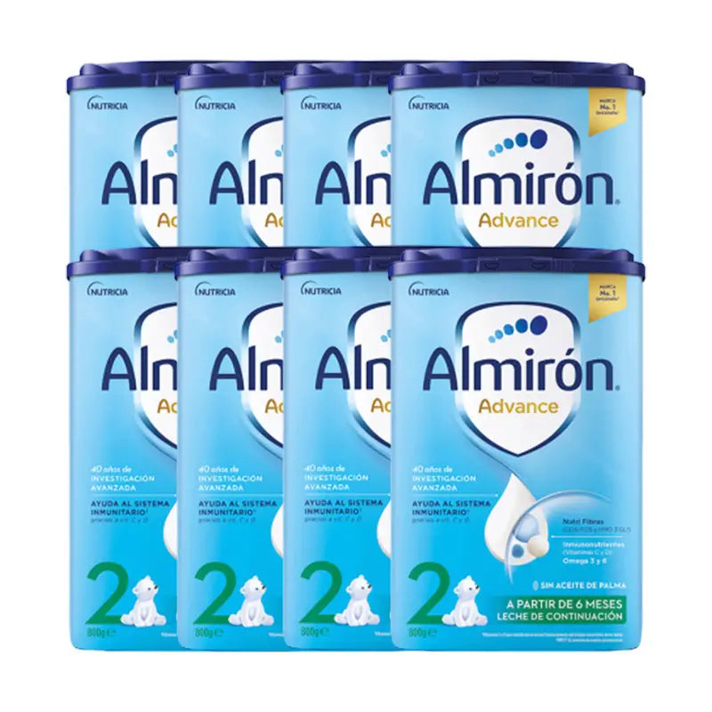 Embalagem 8 X Almiron Advance 2, Fórmula para bebés em pó, a partir de 6 meses, 800g