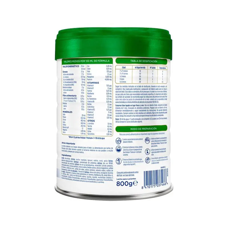 Hero Baby Pedialac 1 Leite de arranque, embalagem de 8 x 800 g