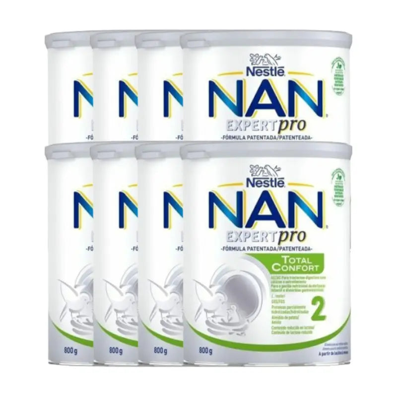 Embalagem 8 X Nan Comfort 2 Leite para bebés , 800 g
