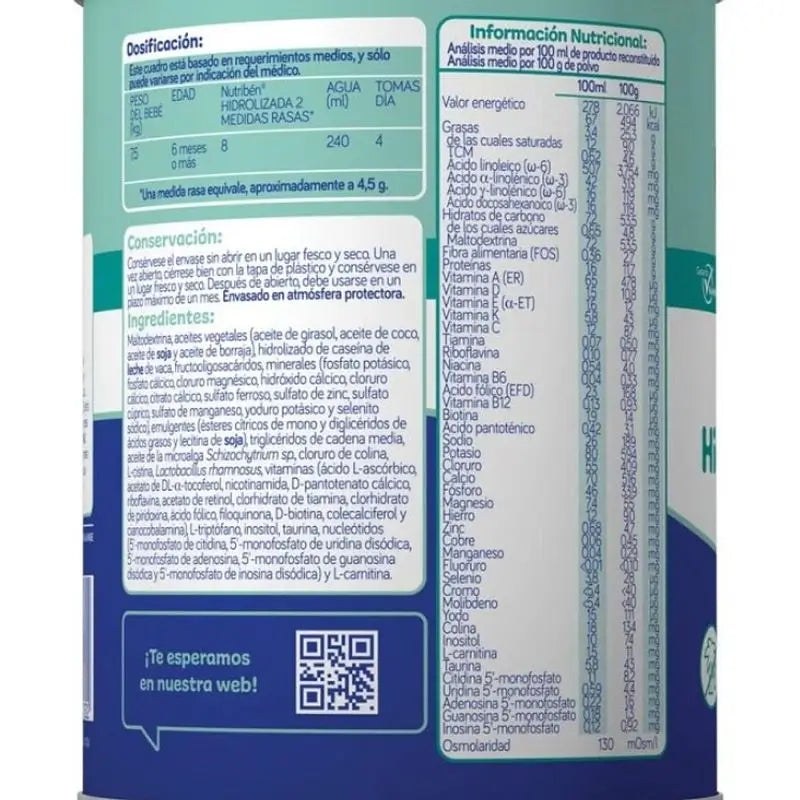 Nutribén Leite Hidrolisado 2 Continuação, 8 X 400 g