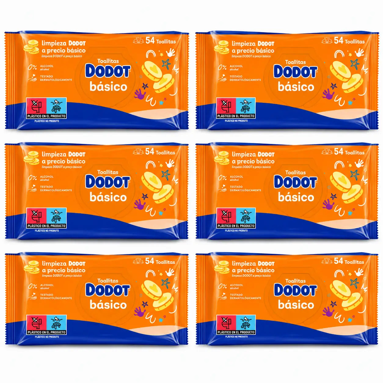 Toalhetes Dodot Basic, 6 x 54 (324 unidades)