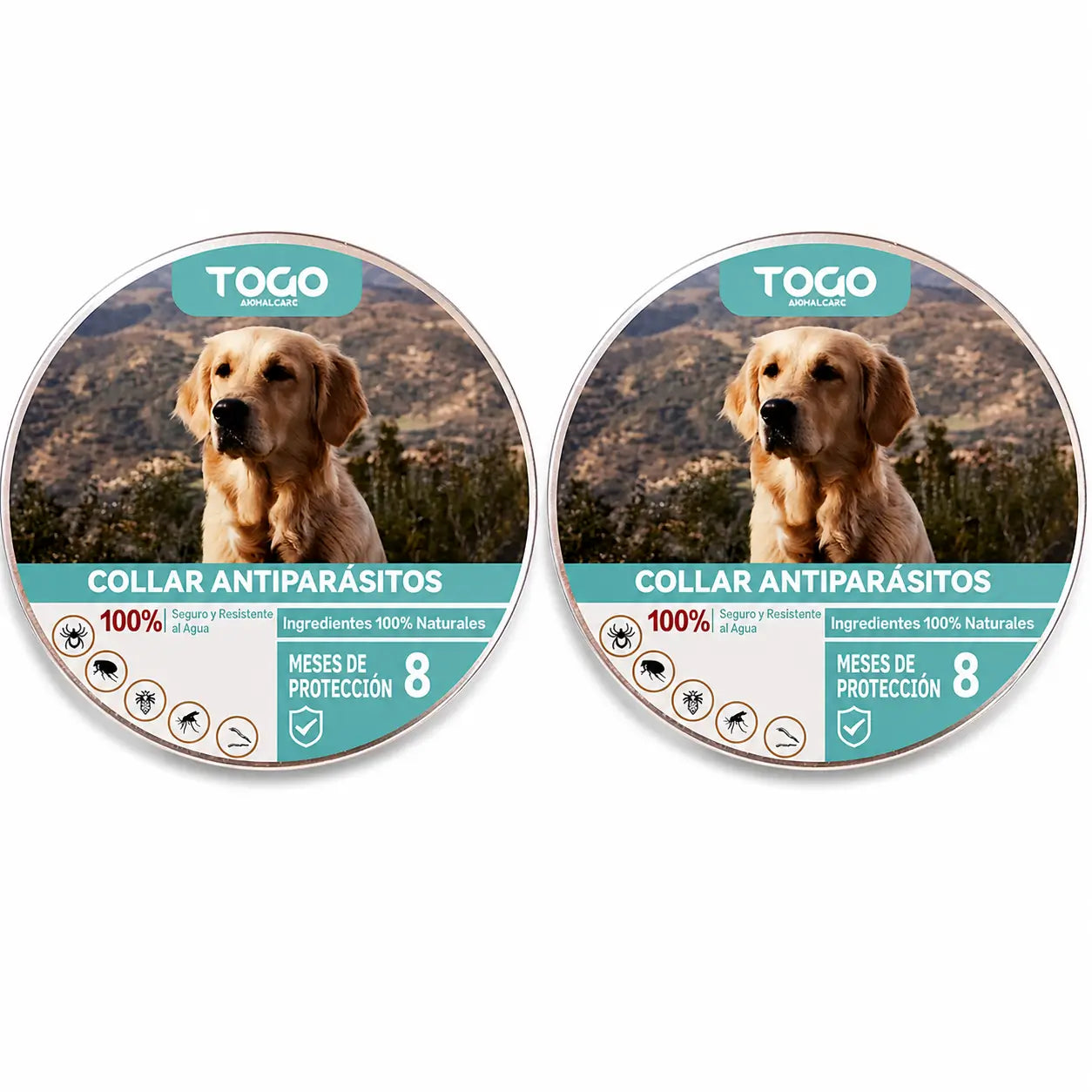 Pack Togo Coleira Repelente Anti-Parasitas para Cães Todos os Tamanhos