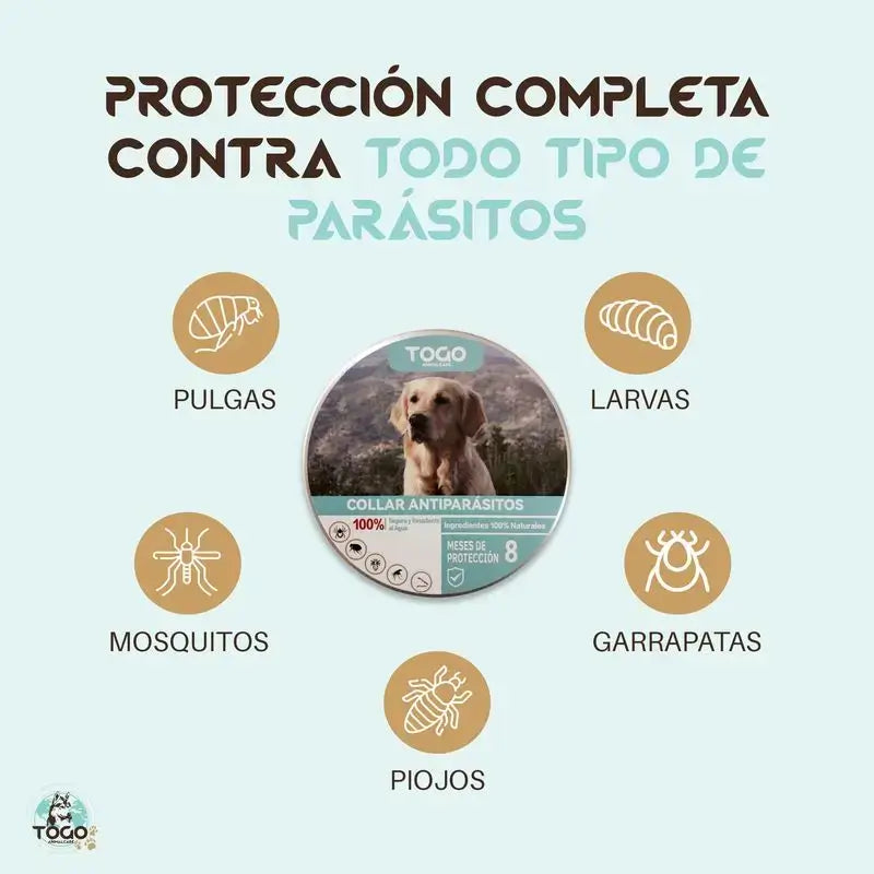 Pack Togo Coleira Repelente Anti-Parasitas para Cães Todos os Tamanhos
