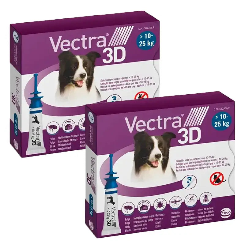 Vectra 3D Cão 10-25 kg, Embalagem 2 x 3 pipetas
