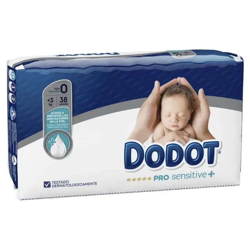 Dodot Pro Sensitive Tamanho 0 (até 3 kg), 38 fraldas