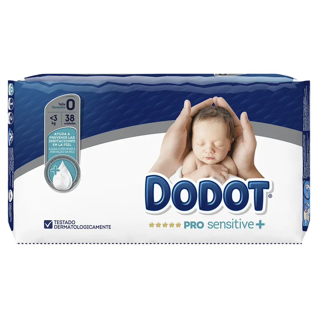 Dodot Pro Sensitive Fralda tamanho 0 (até 3 kg), 38 unidades