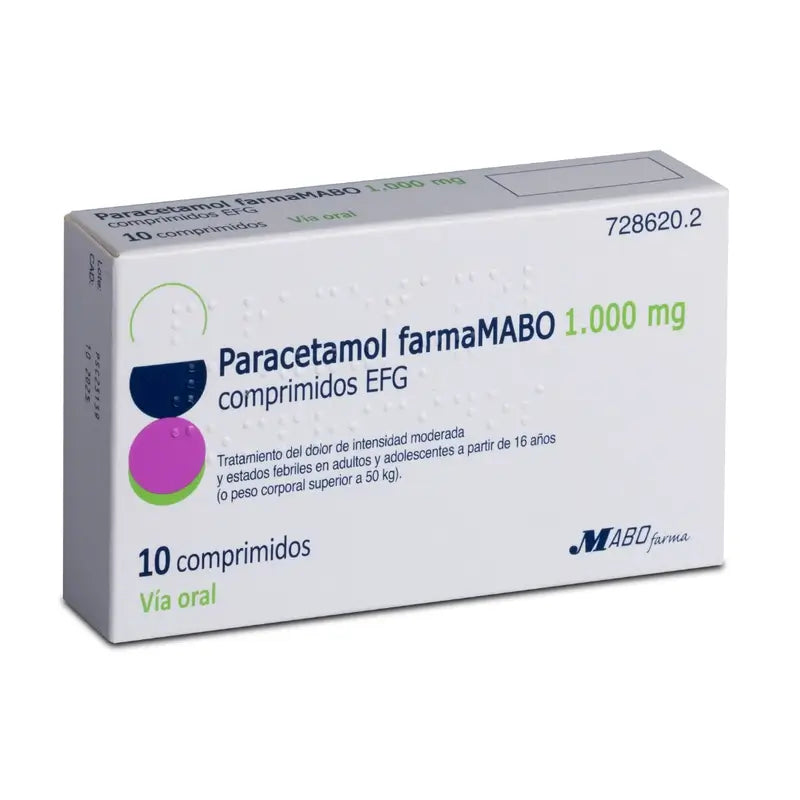 Paracetamol Mabo 1 g comprimidos Efg, 10 comprimidos