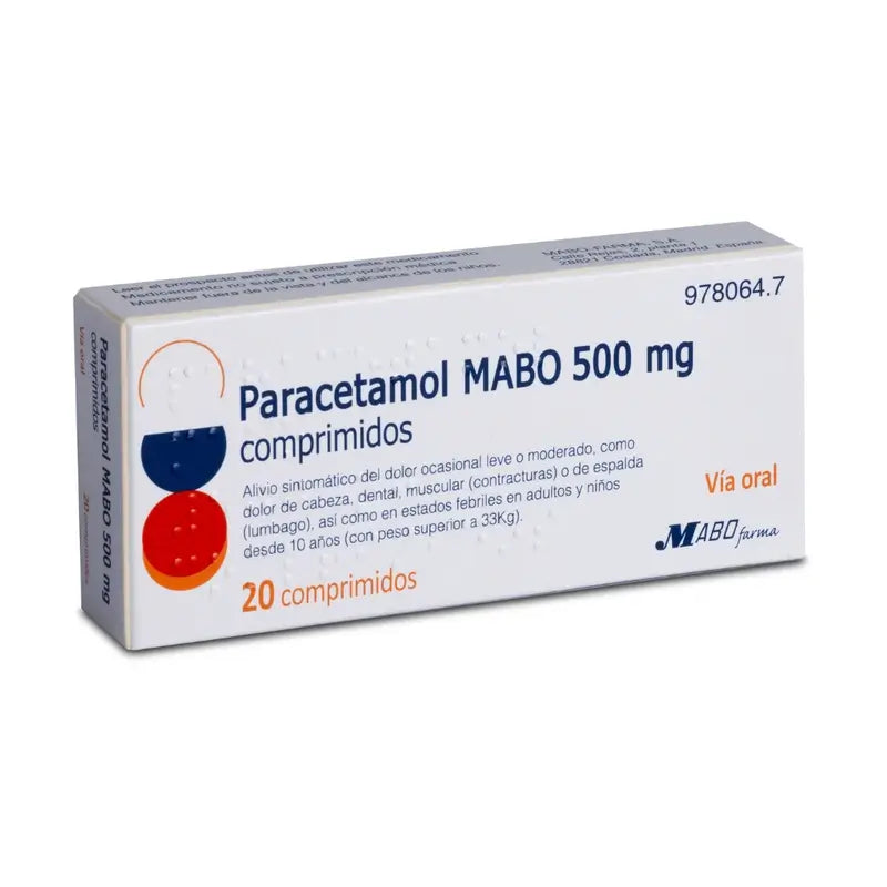 Paracetamol Mabo 500 mg, 20 comprimidos
