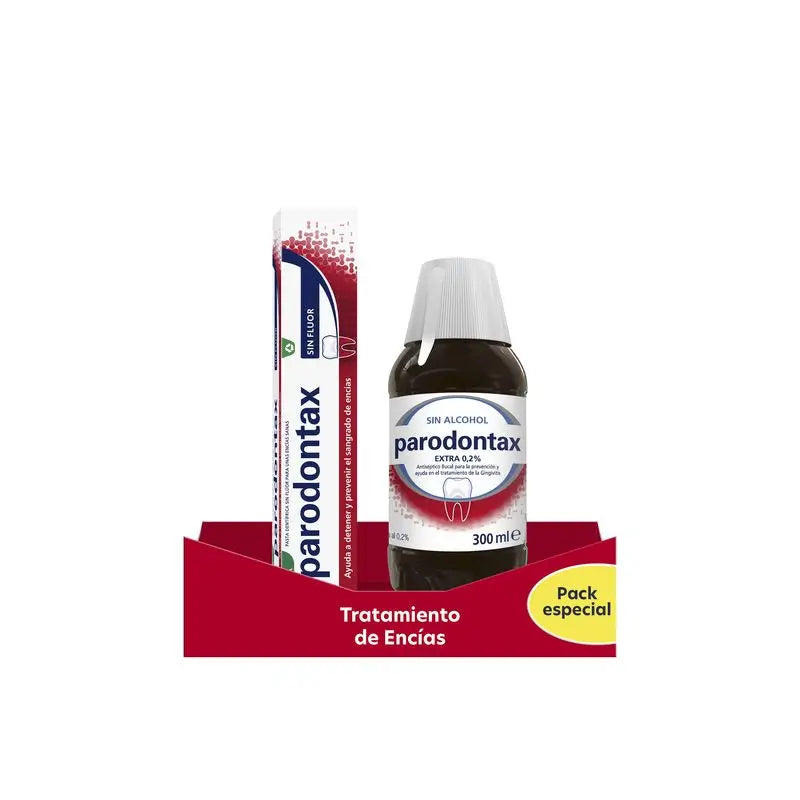 Tratamento das gengivas Parodontax (antissético + pasta)