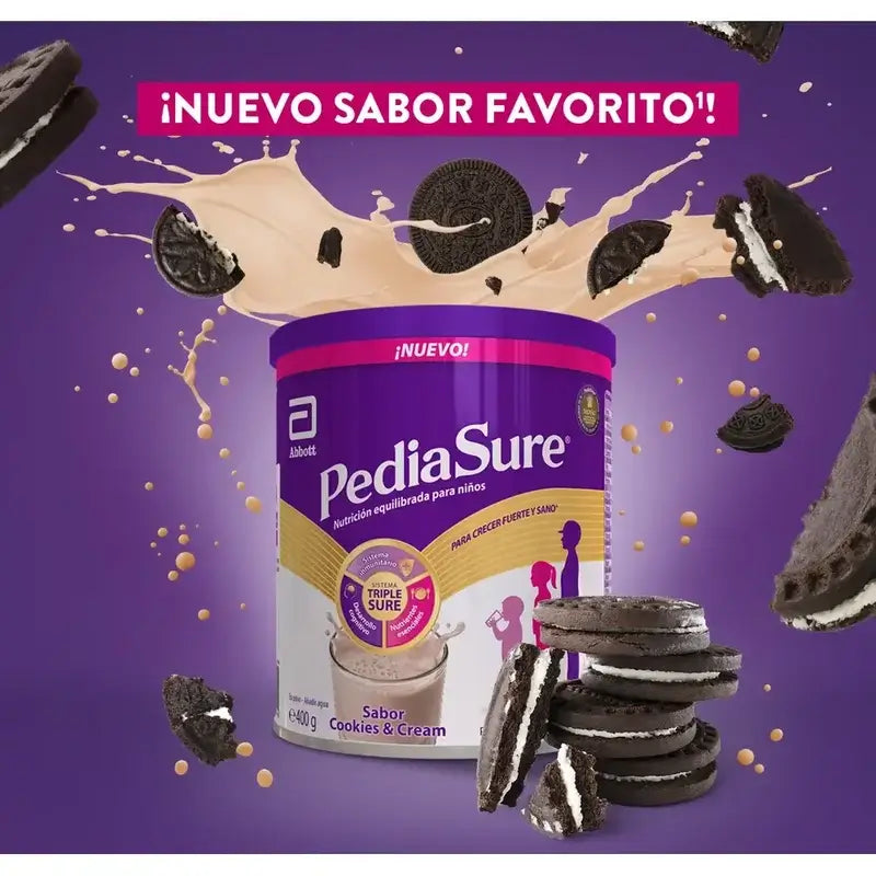 Pediasure Cookies & Cream + Bebida Chocolate Crianças, 850 gr + 4 frascos Chocolate x 220 ml