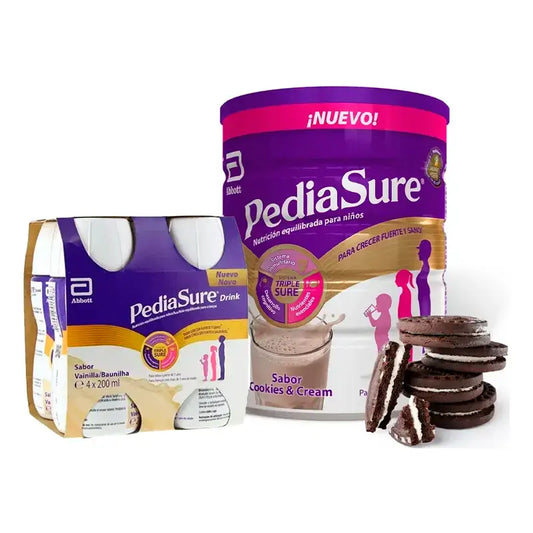 Pediasure Cookies & Cream + Bebida Chocolate Kids, 850 gr + 4 frascos Baunilha x 220 ml