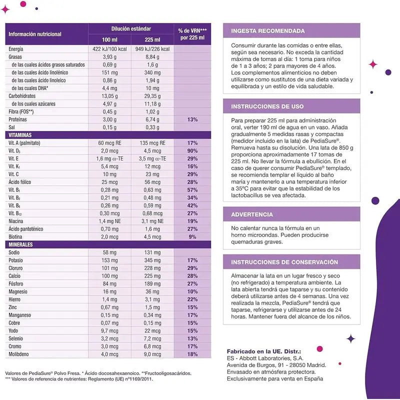 Pediasure Morango Crianças, 850 g