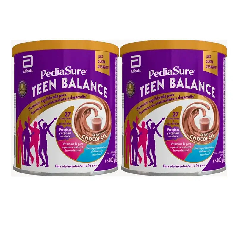 Pediasure Teen Balance Chocolate em Pó Suplemento Alimentar para Adolescentes, Embalagem 2 x 400 g