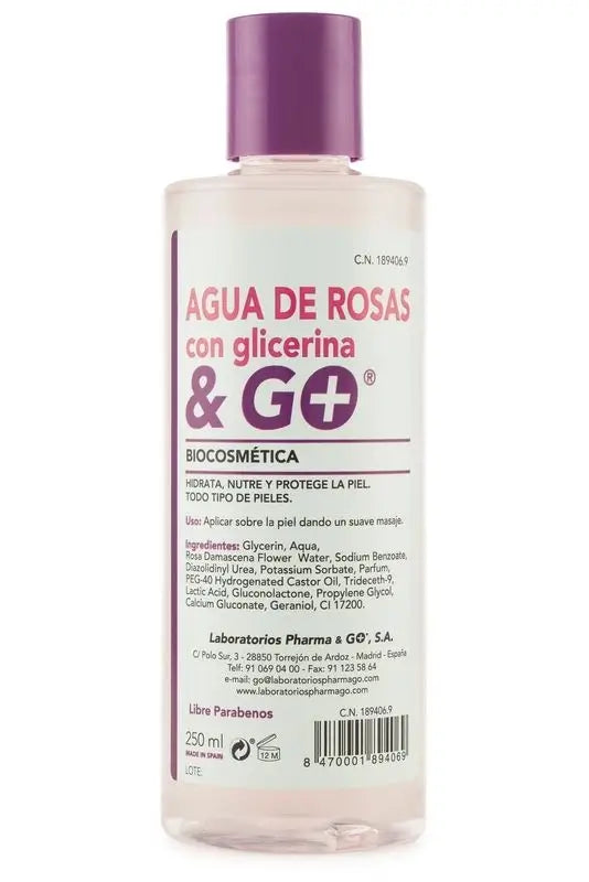 Pharma & Go Água de Rosas + Glicerina 250Ml.