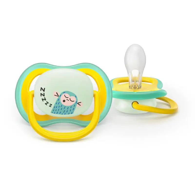 Philips Avent 2 chupetas ultra air night-time +18m bebé menino