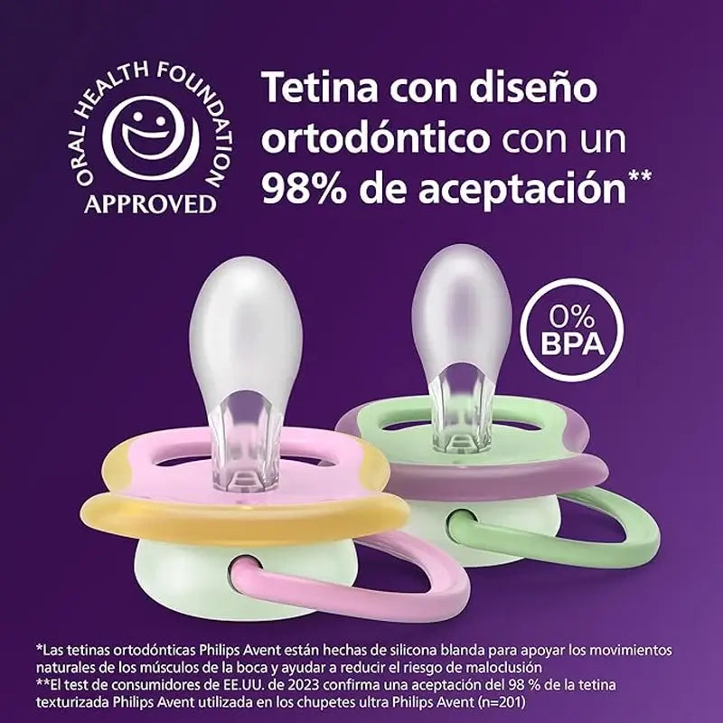 Chupetas de noite Philips Avent 2 ultra air 6-18m bebé menina