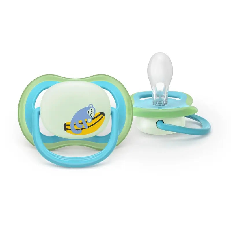 Philips Avent 2 chupetas ultra air nighttime 6-18m bebé menino