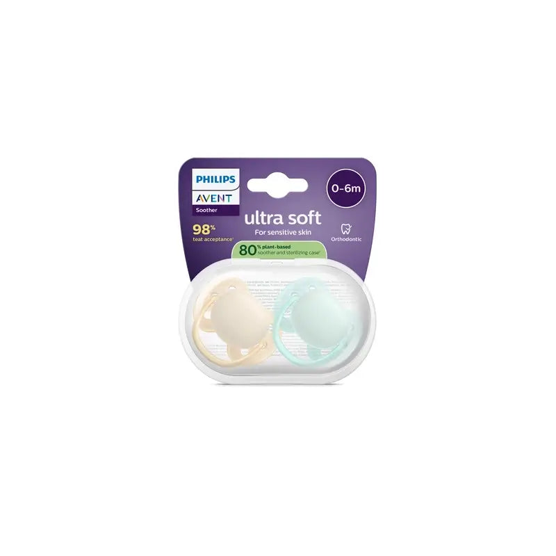 Philips Avent 2 chupetas ultra macias 0-6m neutras