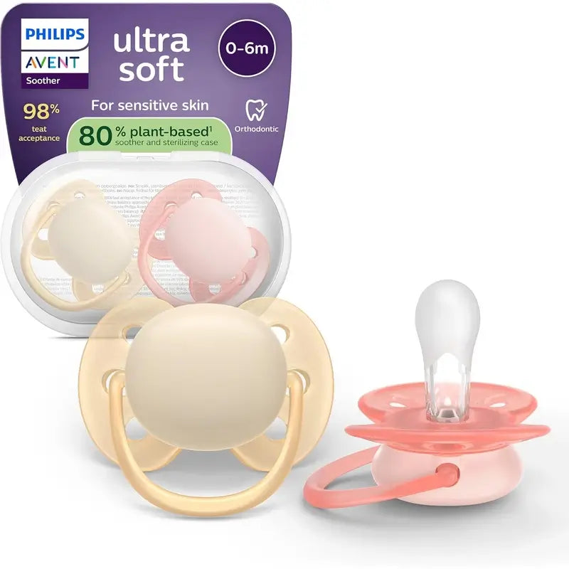 Philips Avent 2 chupetas ultra macias 0-6m bebé menina