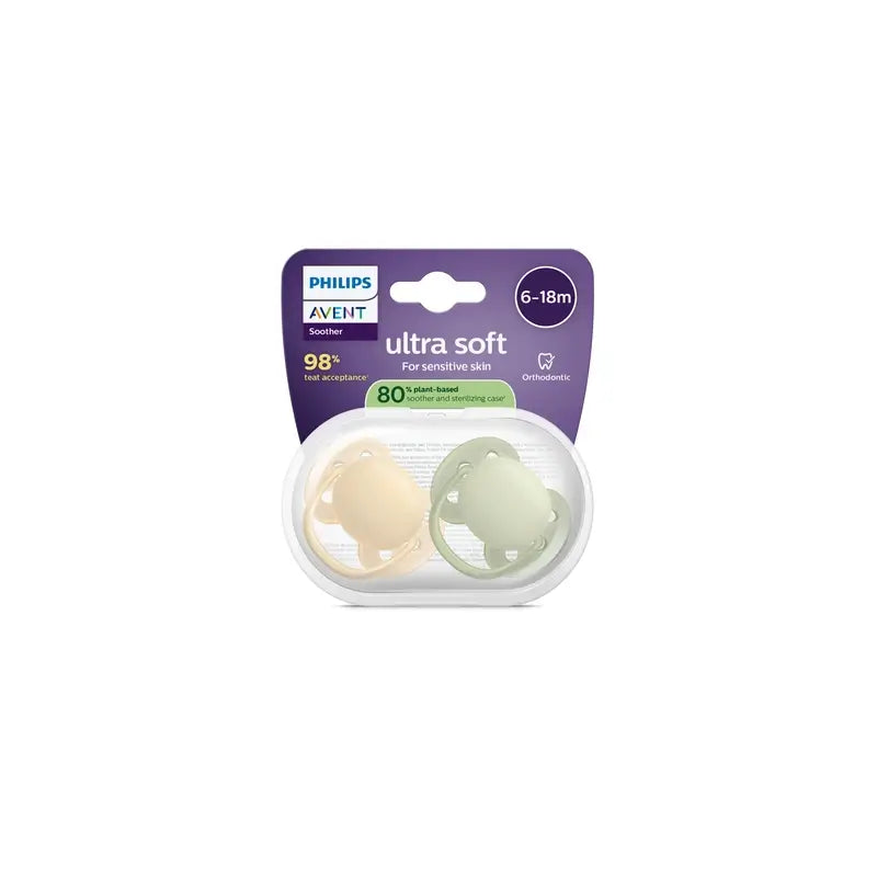 Philips Avent 2 chupetas ultra macias 6-18m neutras