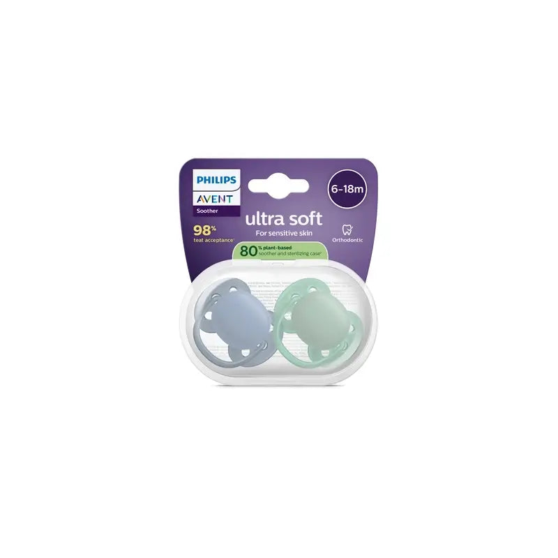 Chupetas Philips Avent 2 ultra macias 6-18m bebé menino