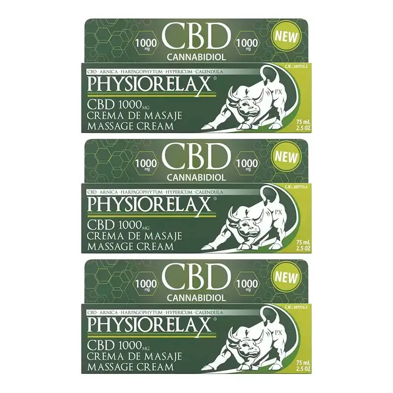 Physiorelax CBD Creme de Massagem, Embalagem 3 x 75 ml