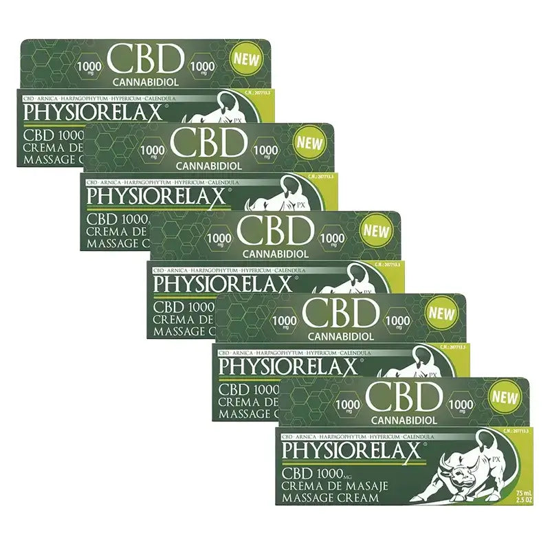 Physiorelax CBD Creme de Massagem, Embalagem 5 x 75 ml