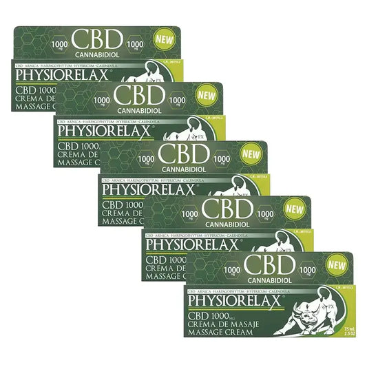 Physiorelax CBD Creme de Massagem, Embalagem 5 x 75 ml