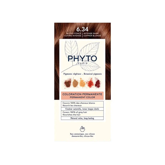 Phyto Colouring 6.34 Louro Escuro Cobre - Kit de coloração permanente, 110 ml