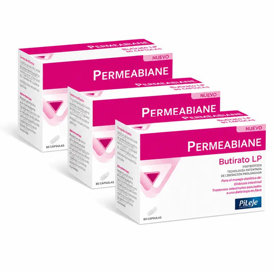 Pileje Permeabiane Butirato LP Embalagem de 3 x 60 cápsulas