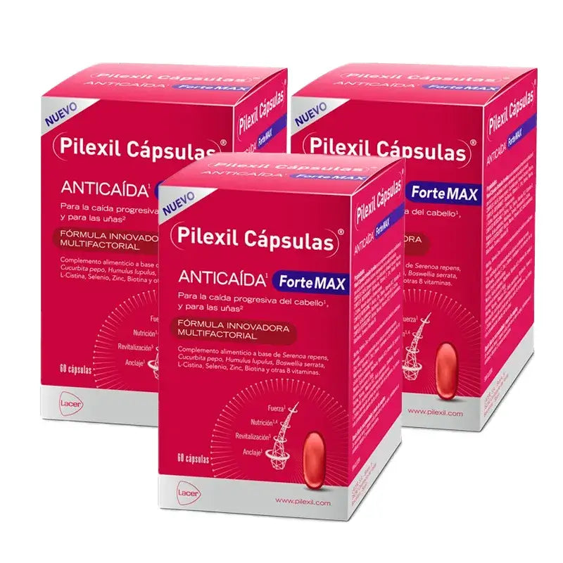 Pilexil Forte Max, Embalagem 3 x 60 cápsulas