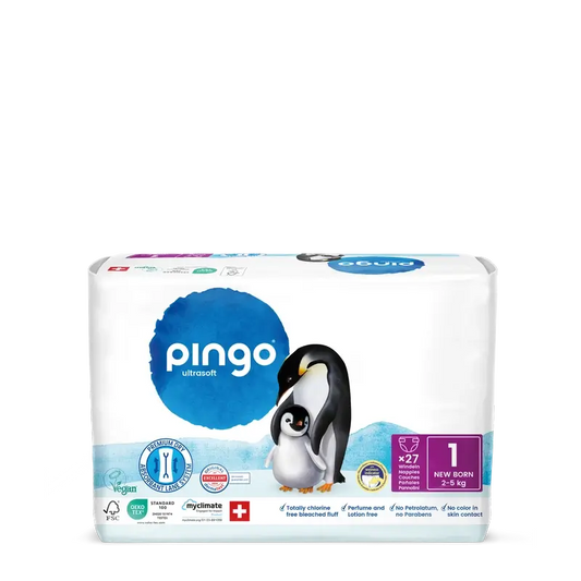 Fraldas Ecológicas Pingo Tamanho 1 (2-5 Kg), 27 unidades