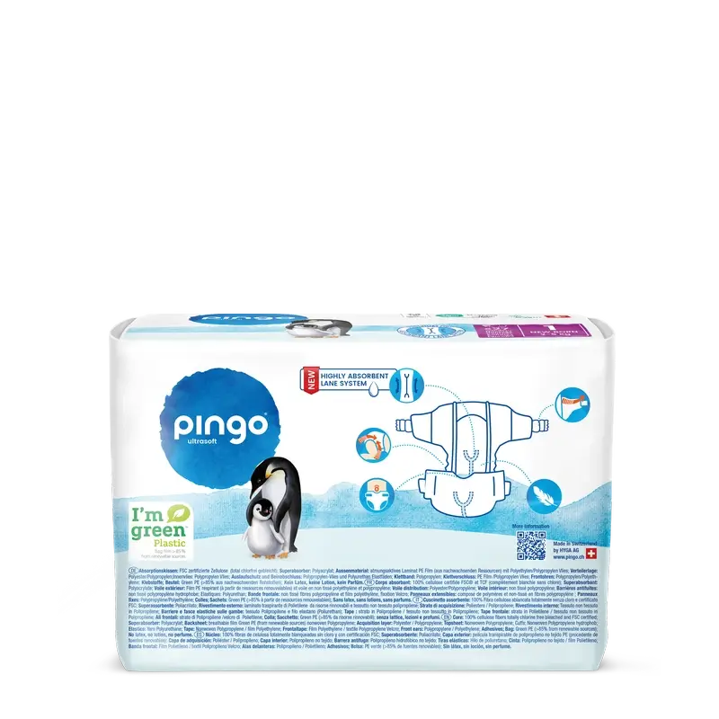 Fraldas Ecológicas Pingo Tamanho 1 (2-5 Kg), 27 unidades