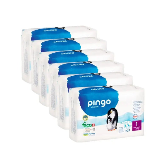 Fraldas Ecológicas Pingo New Born Tamanho 1 (2-5 Kg), 6X27 unidades