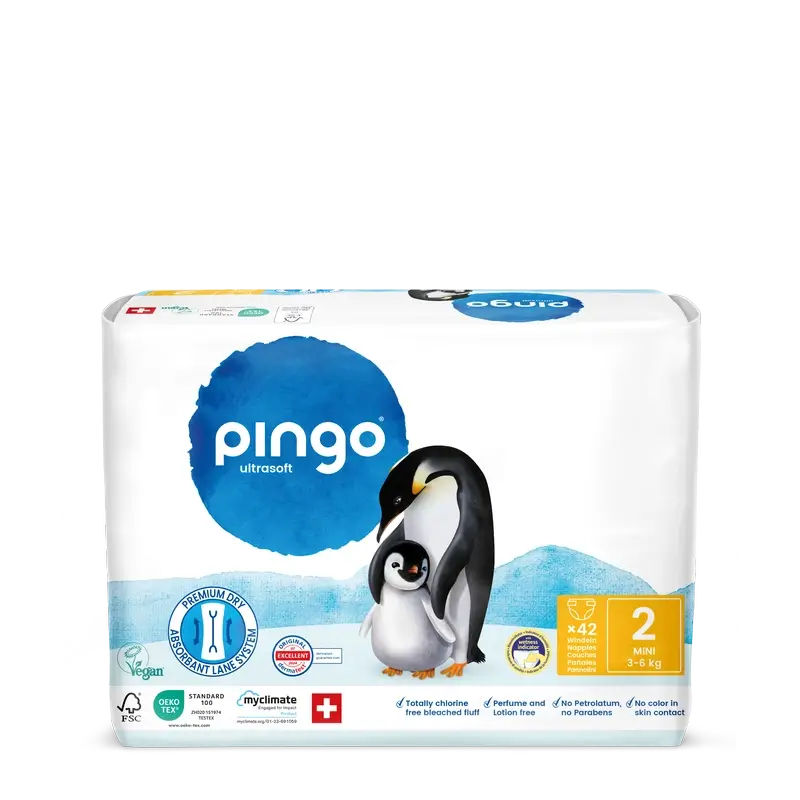 Fraldas Ecológicas Pingo Tamanho 2 (3-6 Kg), 42 unidades