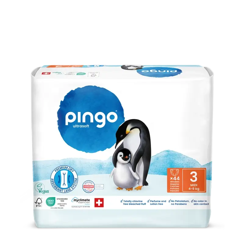Fraldas Ecológicas Pingo Tamanho 3 (4-9 Kg), 44 unidades