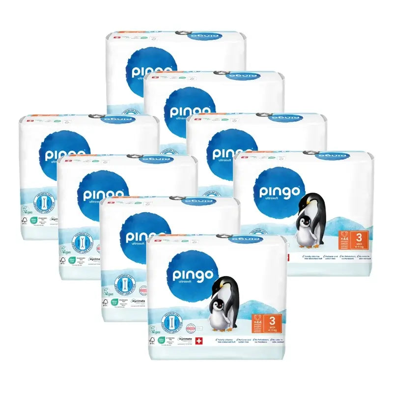 Fraldas Ecológicas Pingo Tamanho 3 (4-9 Kg), 8X44 unidades