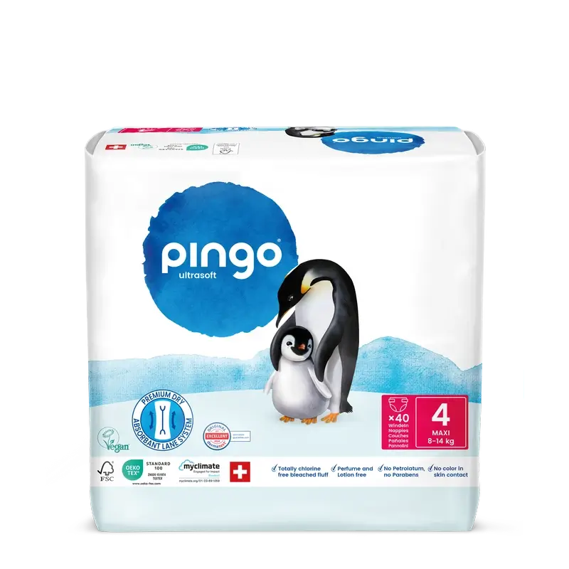 Fraldas Ecológicas Pingo Tamanho 4 (8-14 Kg), 40 unidades