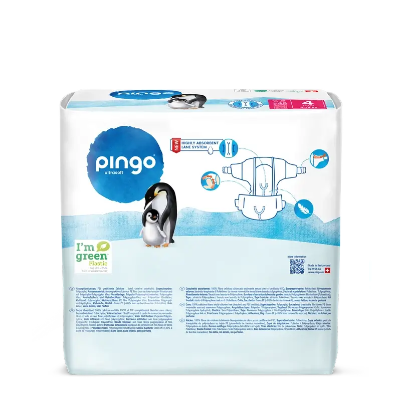 Fraldas Ecológicas Pingo Tamanho 4 (8-14 Kg), 40 unidades