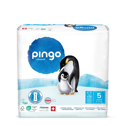 Fraldas ecológicas Pingo tamanho 5 (11-16 kg), 36 unidades.