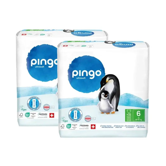 Fraldas Ecológicas Pingo Tamanho 6 (13-18 Kg), 2X32 unidades