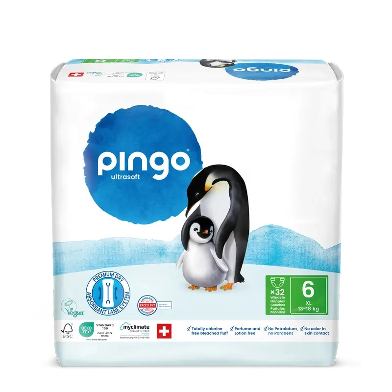 Fraldas Ecológicas Pingo Tamanho 6 (13-18 Kg), 32 unidades