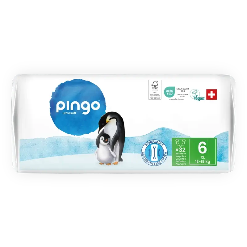 Fraldas Ecológicas Pingo Tamanho 6 (13-18 Kg), 32 unidades