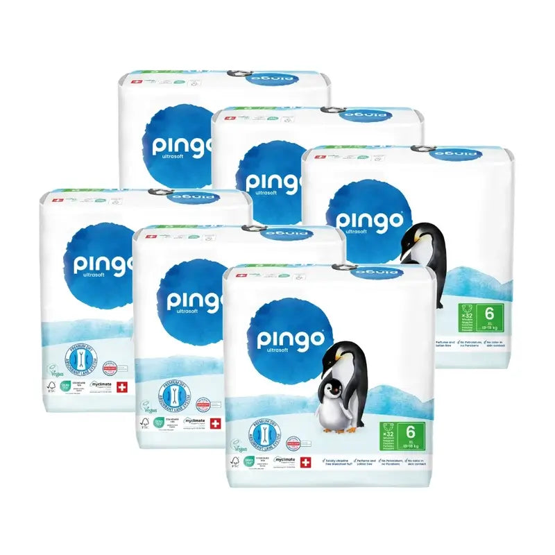 Fraldas Ecológicas Pingo Tamanho 6 (13-18 Kg), 6X32 unidades