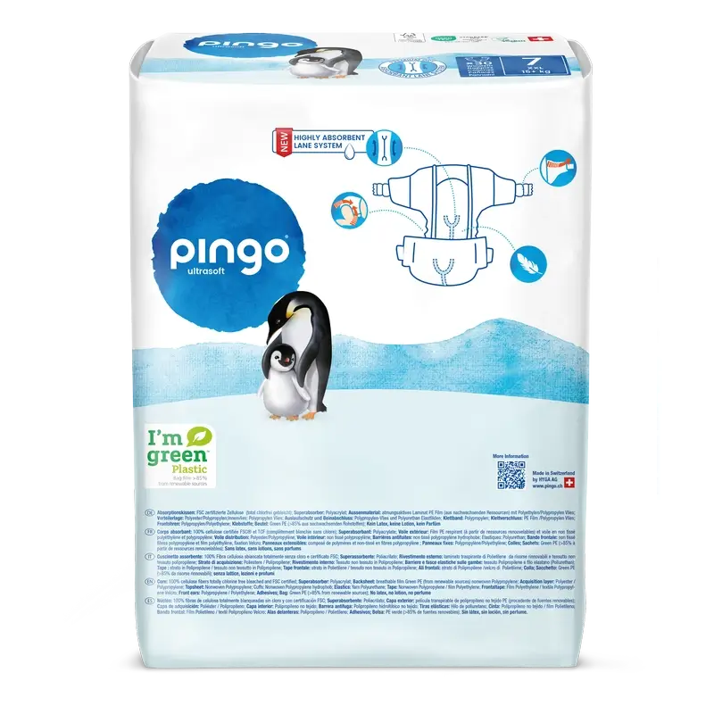 Fraldas Ecológicas Pingo Tamanho 7 (+15 Kg), 30 unidades