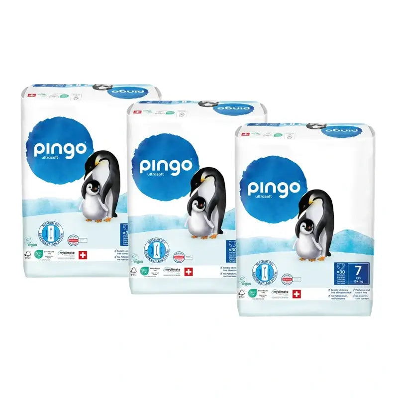 Fraldas Ecológicas Pingo Tamanho 7 (+15 Kg), 3X30 unidades